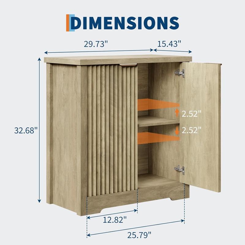 Fluted Buffet Sideboard Cabinet, Accent Modern Credenza with Doors & Shelves, Wood Credenza Storage Console Cabinet for Living Room Kitchen Dining Room Hallway Fluted Buffet Sideboard Cabinet, Accent Modern Credenza with Doors & Shelves, Wood Credenza Storage Console Cabinet for Living Room Kitchen Dining Room Hallway