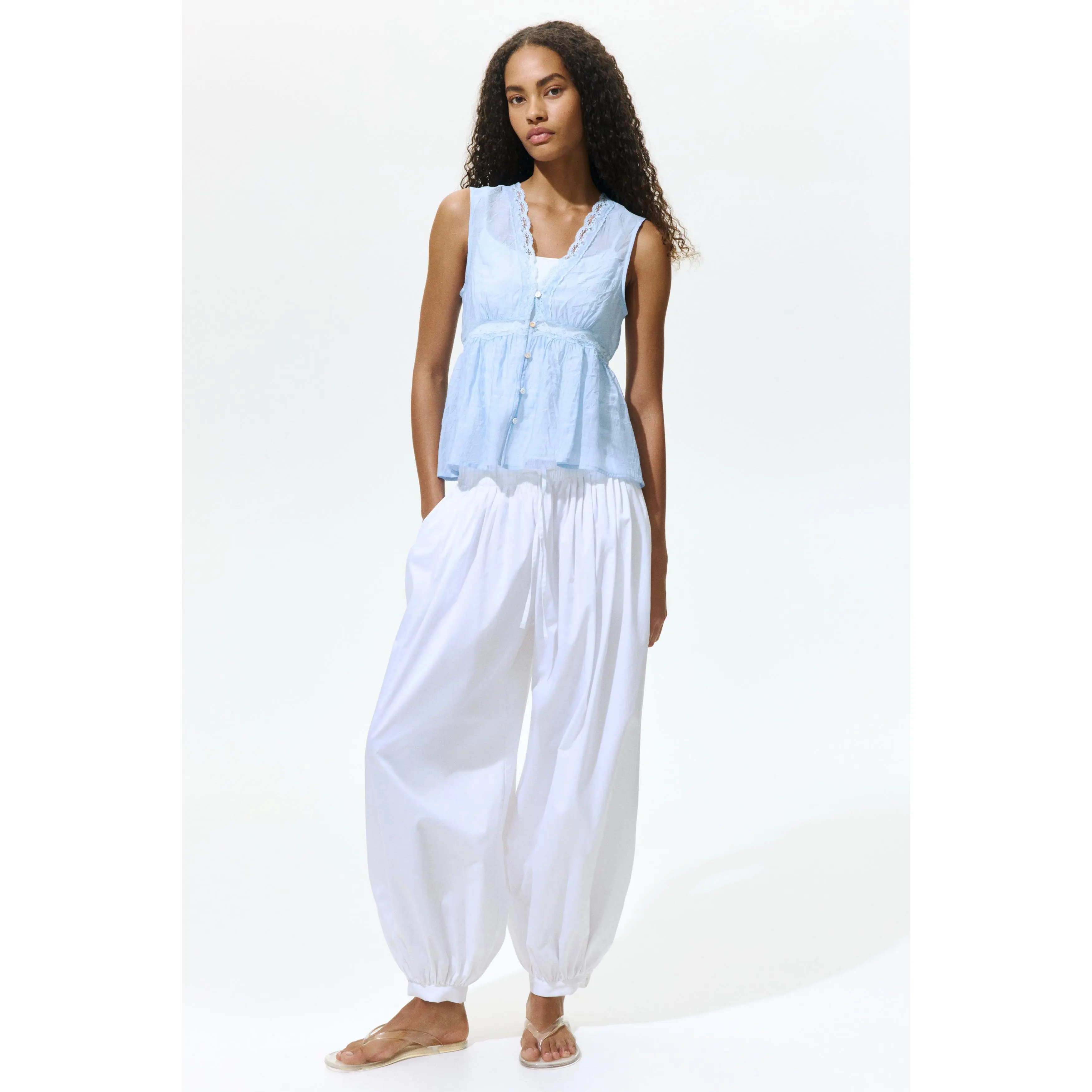 H&M Lace-trimmed peplum top
