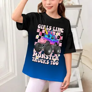 Girls Like Monster Trucks Too Unicorn for Boys Girls T-Shirt Graphic Printed Tee