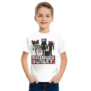 Boys' Slight Cotton Skibidi Toilet Graphic T-Shirt - Lightweight Short-Sleeve Summer Tee, Quick-Dry Fabric, Playful Design, Comfortable Fit for Casual Playtime & Attire, Kids Fashion Top