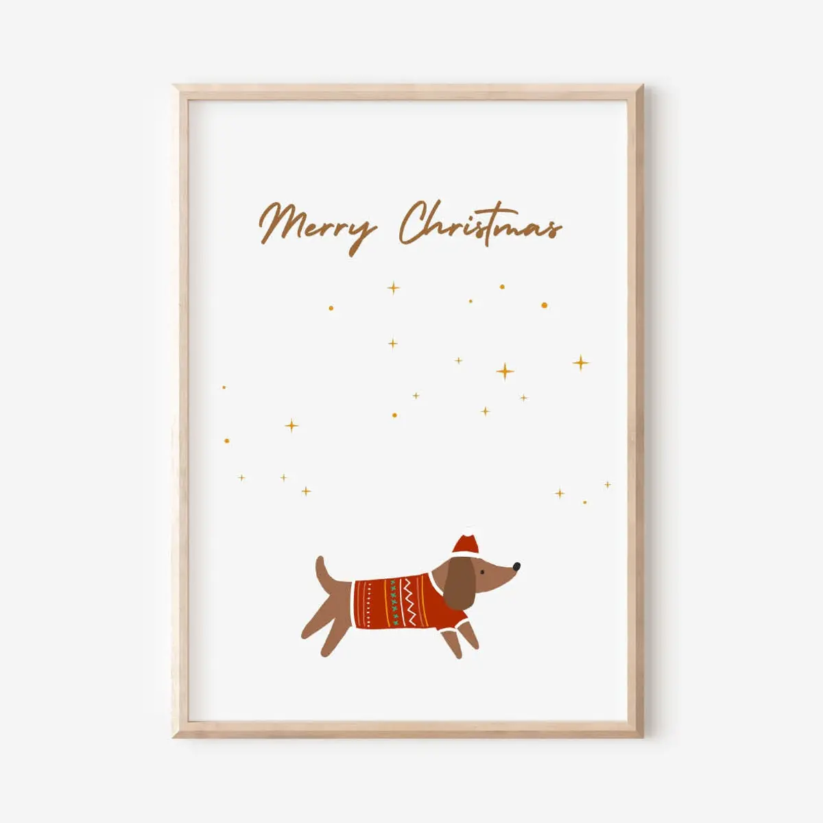 Unframed, Room Decor, Merry Christmas Poster Dachshund, Christmas Wall Decoration, Christmas Decoration, Winter Poster, Christmas Poster –  5 Sizes (8x12–27x40 inch)