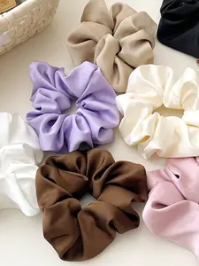 15cm Satin Scrunchies Hair Ties for Women - Big Silk Satin Scrunchie Exra Large Jumbo Gaint Oversized Cute Scrunchy for Curl Thick Hair Fashionable Versatile High-End Elegant Simple Minimalist Solid Color Hair Tie Gift Present