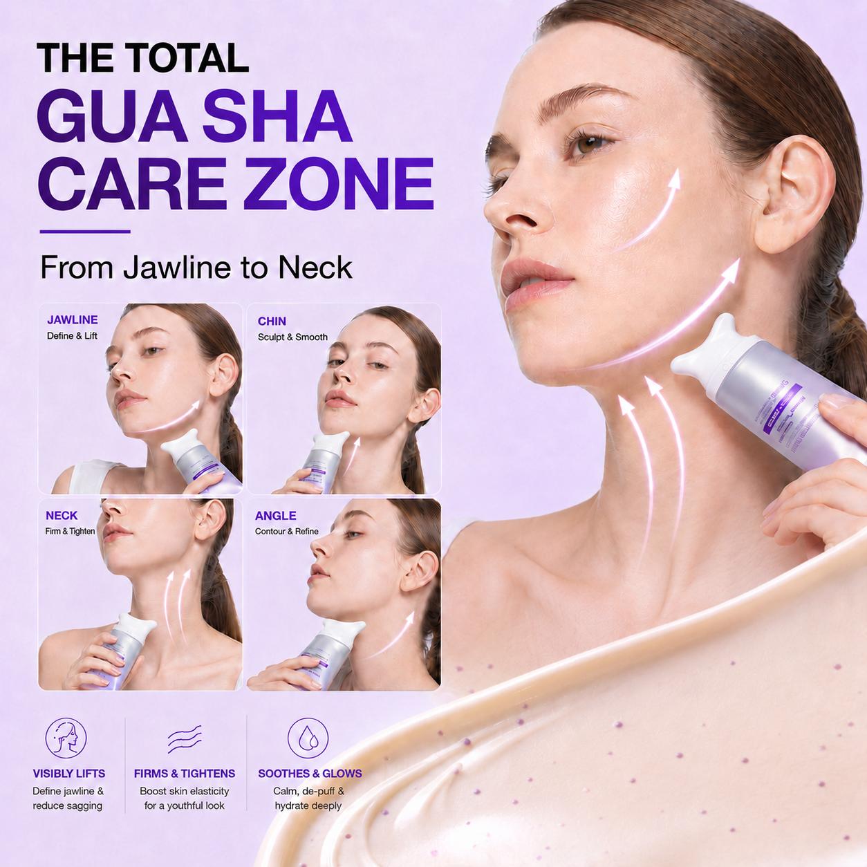 2-in-1 Gua Sha Neck & Face Beauty Cream - Retinol & Collagen Anti-Aging Facial Massage Cream for Jawline V-Line Care, All Skin Types, Moisture-Boosting Hydrator, 2.7 fl oz, Hydrating