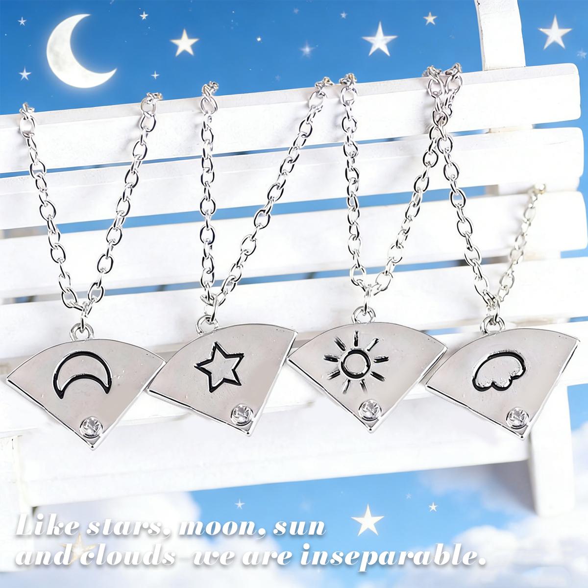 Matching Sun, Moon, Star & Cloud Necklace Set for 4, Magnetic