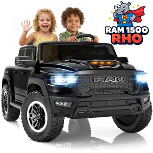 First Ride On 24V Ride on Toys for Big Kids, Licensed RAM 1500 RHO Electric Car for Kids w/Remote Control, Ride on Truck w/Bluetooth, LED Lights, Truck Bed Storage, Gear Shifter & Soft Start