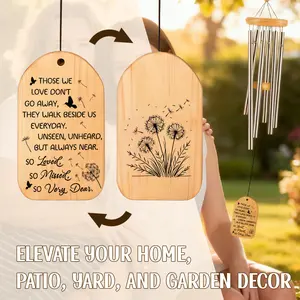 1 pc Memorial Wind Chime, Wooden Sympathy Wind Chime, Memorial Gift for Loss of Loved One Outdoor Decoration, Condolence Memorial Bereavement Gift, Garden Yard Outdoor Decoration, Garden Accessories