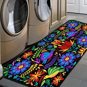 Floral Mexican Birds Kitchen Rugs Indoor Outdoor Non Slip Kitchen Floor Mats Area Rugs Runner Rug Laundry Room Rug 40x20 in