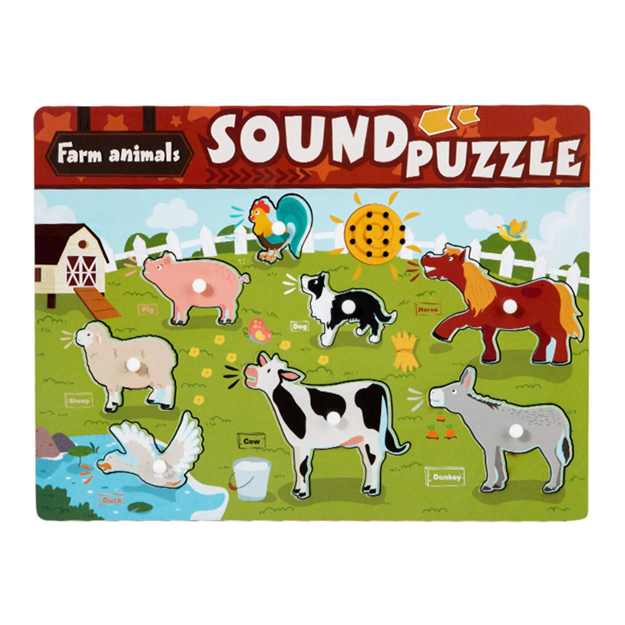 Wooden Light-Activated Sound Puzzle 2-Pack for Toddler