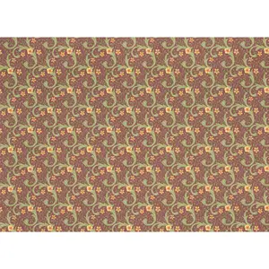 ollhouse Wallpaper Ravenhurtst Brodnax Victorian Maroon and Green 1:12 Scale