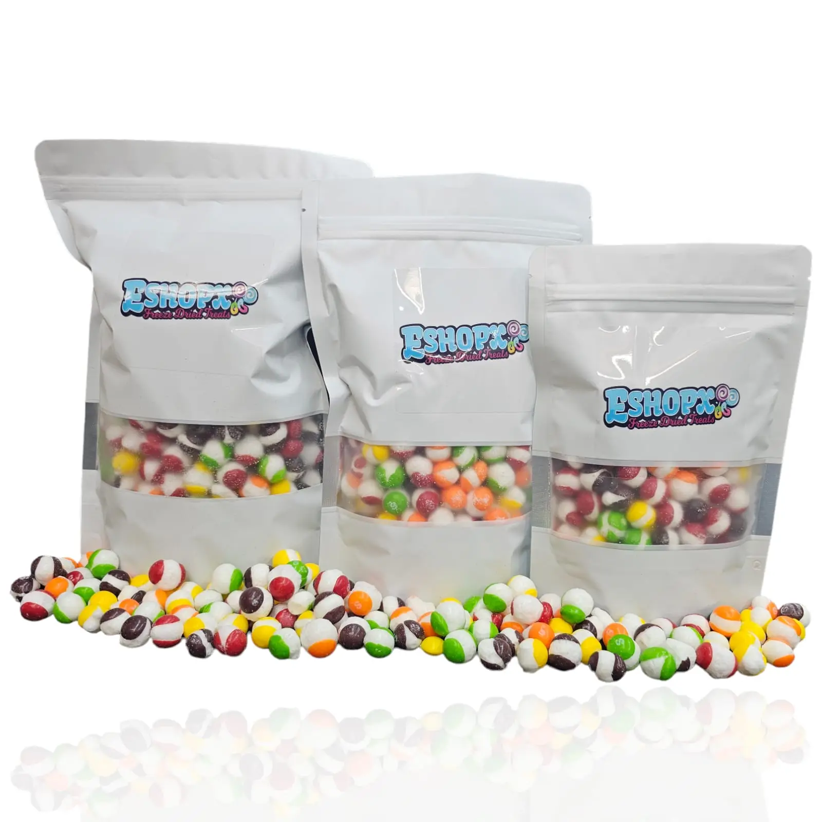 ESHOPX FREEZE DRIED RAINBOW Candy 3 sizes Snack Sweet Bonbon Bite Fruity Flavor
