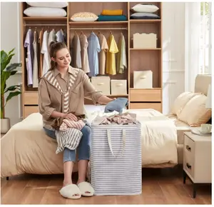 Lifewit 2 Pack 80L Laundry Basket Collapsible Clothes Hamper with Reinforced Handles – Waterproof Freestanding Laundry Bags for Bedroom & Laundry Room (Grey, 160L Total)