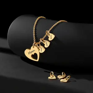 Personalized Multi-Heart Name Necklace with Family Names, Meaningful Family Keepsake Necklace, Ideal Mother's Day Gift