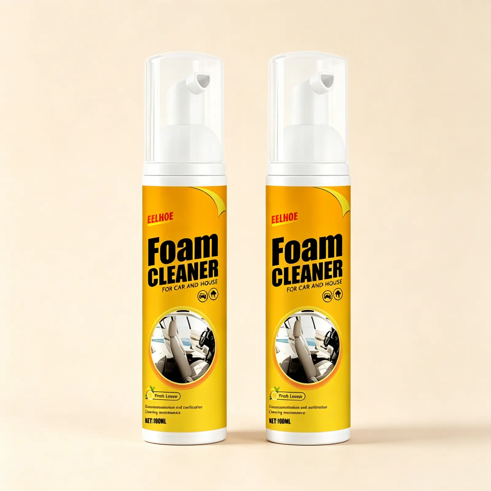Powerful Foam Cleaner Removes Tough Dirt & Grease Easily,EELHOE Car Steering Wheel Foam Cleaner, Leather Seat Stain Remover, Multifunctional Interior Cleaner
