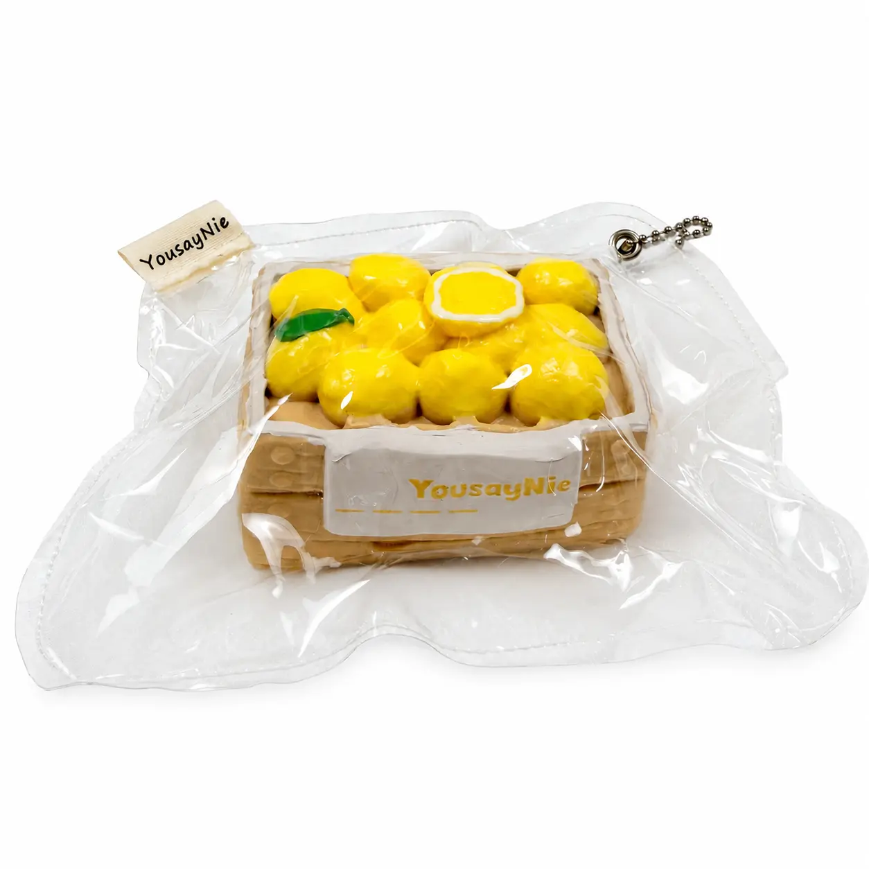 [YousayNie Taba Squishy] Juicy Lemon Basket Squishy, Keychain Charm, Stress Relief Squishy, 1 Pc Sensory Fidget Toy, Cute Fruit Shape & Foodie Mash Squishy