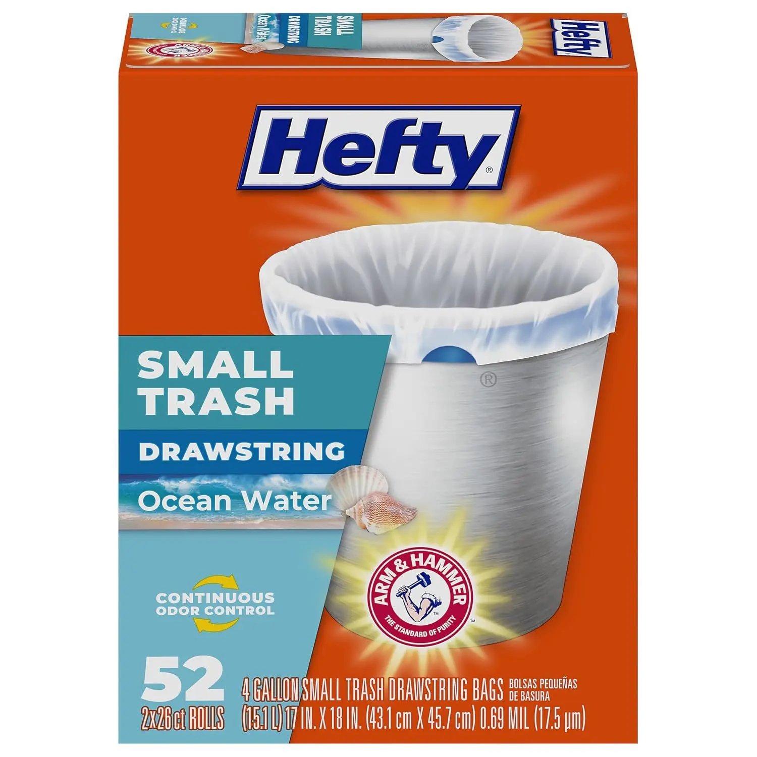 Hefty Small Trash Bags, Fabuloso Scent, 4 Gallon, 34 Count