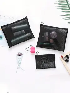 Large Medium Small Travel Makeup Bag Organizer, Transparent Mesh Large Capacity Lipstick Holder, Portable Simple Wash Kit Storage Bag