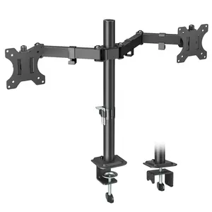 Dual Monitor Mount, Dual Monitor Stand for Two 17"-32" Flat/Curved Computer Screens, Fully Adjustable Dual Monitor Arms Hold up to 17.6lbs, VESA 75x75/100x100mm with C-Clamp/Grommet Base