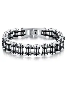 Men's Cycling Bracelet Stainless Steel Motorcycle Chain Bracelet 8.4 Inches, Durable Bike Accessory, Stylish and Comfortable Wear