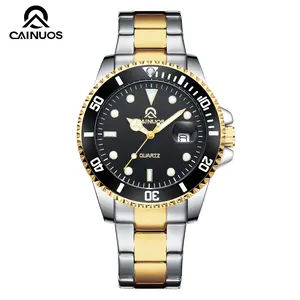 CAINUOS 5604 Perfect Gift for Him | Luxury Submariner Style Diver Watch for Men, Stainless Steel Business Casual Watch for Birthday Father's Day Anniversary date feature