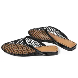 Womens Mesh Ballet Flats Fishnet Design Ballerina Flats Mules Round Toe Slip on Casual Outings Work Party Summer Sandals Spring Trendy Dressy Shoes