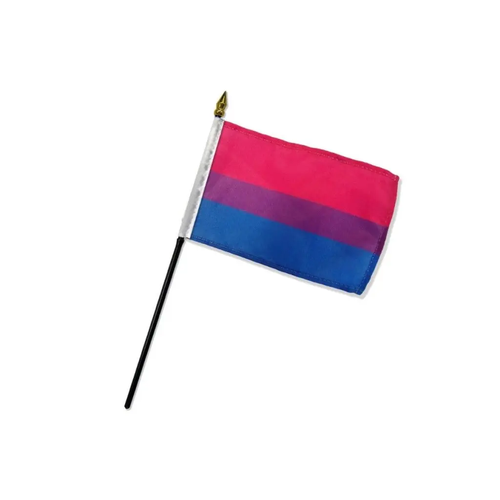 4x6 in Polyester Bisexual Stick Flag - 1 Piece, Flagstick Included, Stitched Edges, Bright Colors, Office Desk Supplies Festive Banner Accessory for National Pride Display
