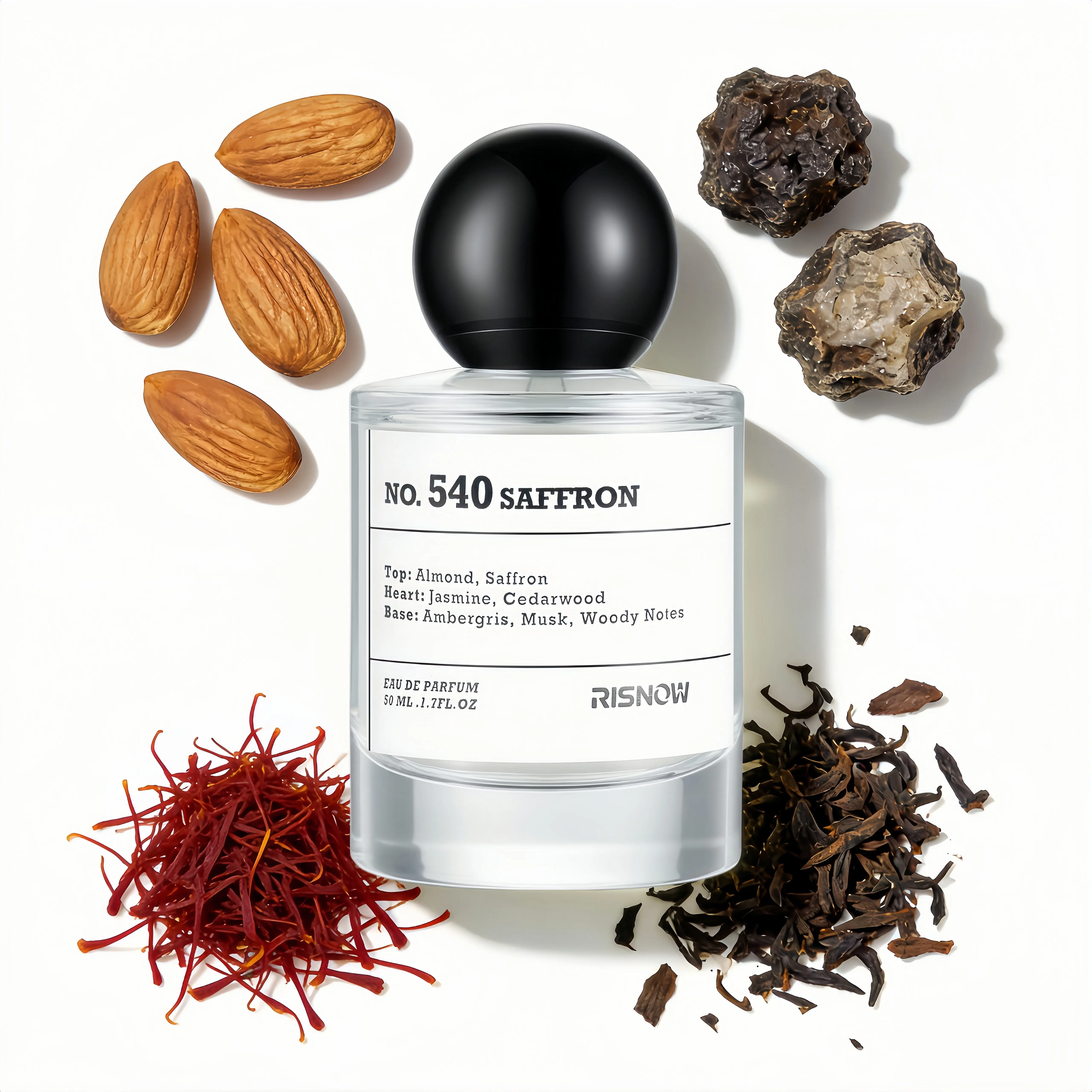 RISNOW NO.540 Saffron Perfume | 50ml Perfume for Men and Women | Saffron & Cedar & Ambergris & Woody Notes | Unisex & Luxurious | Scent Fragrance Highly Scented