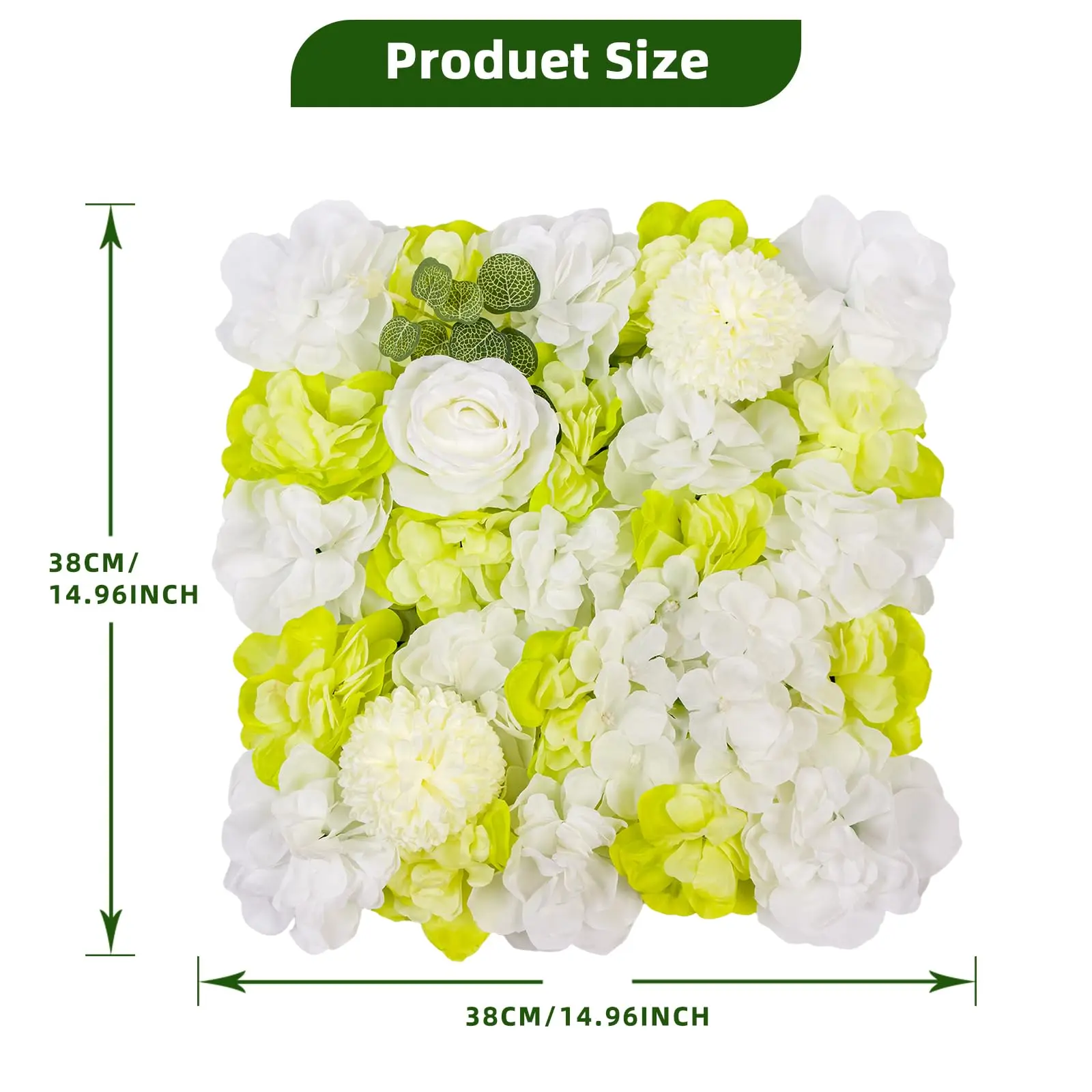 12-Pack Artificial Flower Wall Panels 15x15" - 3D Silk Hydrangea Floral Backdrop for Wedding Decor, DIY Photo Booth, Baby Shower, Anniversary & Party Background