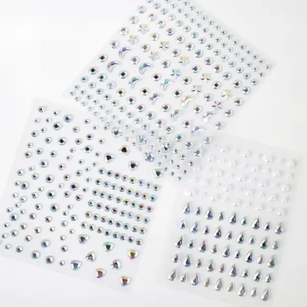Pearl Love Drops Broken Rhinestone Stage Eye Makeup Stickers Decorative Colorful Stickers