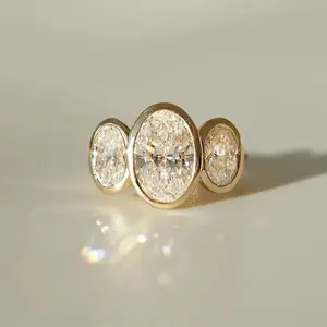 Golden Elegant 18K Gold Plated Oval Synthetic Zircon Ring for Women Luxurious Vintage Style with Shiny Cubic Zirconia Embellishments Suitable for Wedding Daily Wear and Valentine's Day Gift Non Tarnish