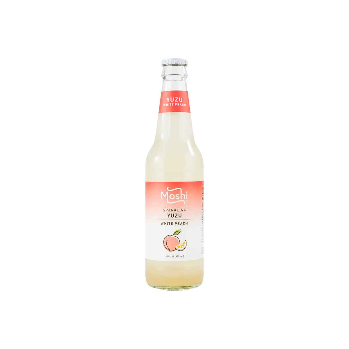MOSHI Japanese Yuzu Peach Sparkling Water 355ml - Real Fruit Juice, Refreshing Beverage