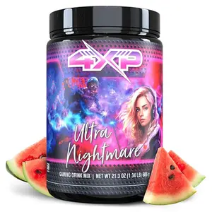 4XP Gaming Drink - Ultra Nightmare (Watermelon)- Ideal for Gaming - High-Quality Beverage - Powdered Drink Mix - Natural Flavoring Sport Performance Booster