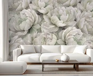 Big Floral Print Wall Wallpaper Mural in Peel & Stick Canvas Vinyl or Non-Woven