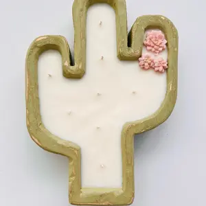 Sage green cactus candle