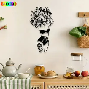 1pc Floral Tattooed Figure Metal Wall Art, Bohemian Body Art wall Scupltures Mural, Boho Decor, Intricate Craftsmanship, Perfect for Valentines Day, Anniversary Decor, Perfect for Bedroom Studio Living Room Decor, Ideal Gift for Boho Chic Enthusiasts.