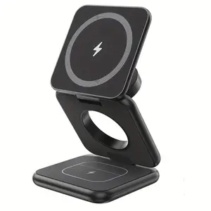 Wireless Charger for Magsafe AC Island 5-in-1 Portable 15W Max Fast Foldable Magnetic for iPhone 16/15/14/13 Series Apple Watch AirPods with 35W Adapter Charging Station cords Folding Cellphone Electronic charger magnetic phone charger wireless charger