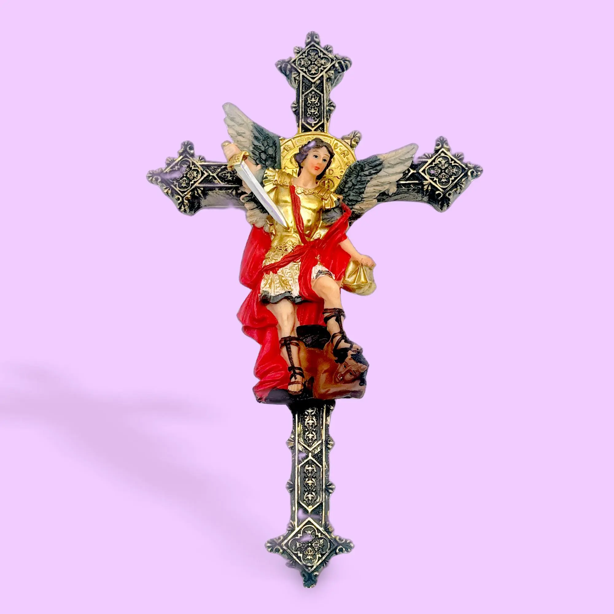 Large Cross 12 inch with Archangel Saint Michael for protection