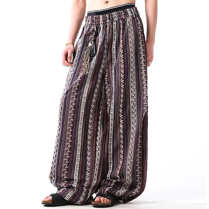 INCERUN Men's Long Basic Fabric Tribal Ethnic Folk Print Casual Lounge Pants - Menswear Basics, Spring/Summer Colored Men's Pants