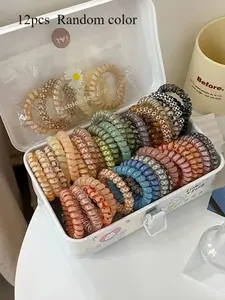 Random Color Telephone Wire Hair Tie, 2024 New Style Cute Colorful Hair Ties Scrunchie, High Stretch Elastic Hair Accessory Ponytail Holder, Casual Versatile Fashionable Hair Accessories for Women Daily
