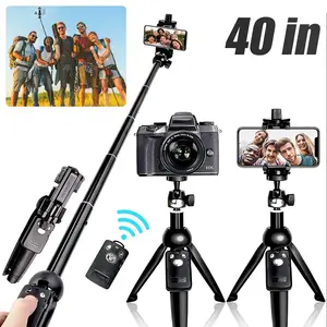 40inches Selfie Stick for iphone android,Long Extendable Selfie Stick Tripod, Phone Tripod with Wireless Remote Shutter,Group Selfies/Live Streaming/Video Recording Compatible with All Cellphones