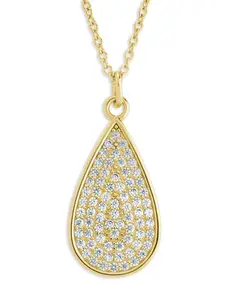 Pave CZ Tear Drop Pendant Necklace