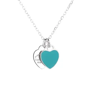 Leyehope Blue heart necklace in Steel with Enamel Pendant for Womens Fashion Jewelry Leyehope Blue heart necklace in Steel with Enamel Pendant for Womens Fashion Jewelry