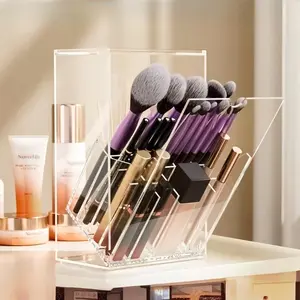 Clear Acrylic Makeup Organizer: Large Capacity Cosmetics Storage Box with Dustproof Compartments for Desktop Lipstick & Skincare Display