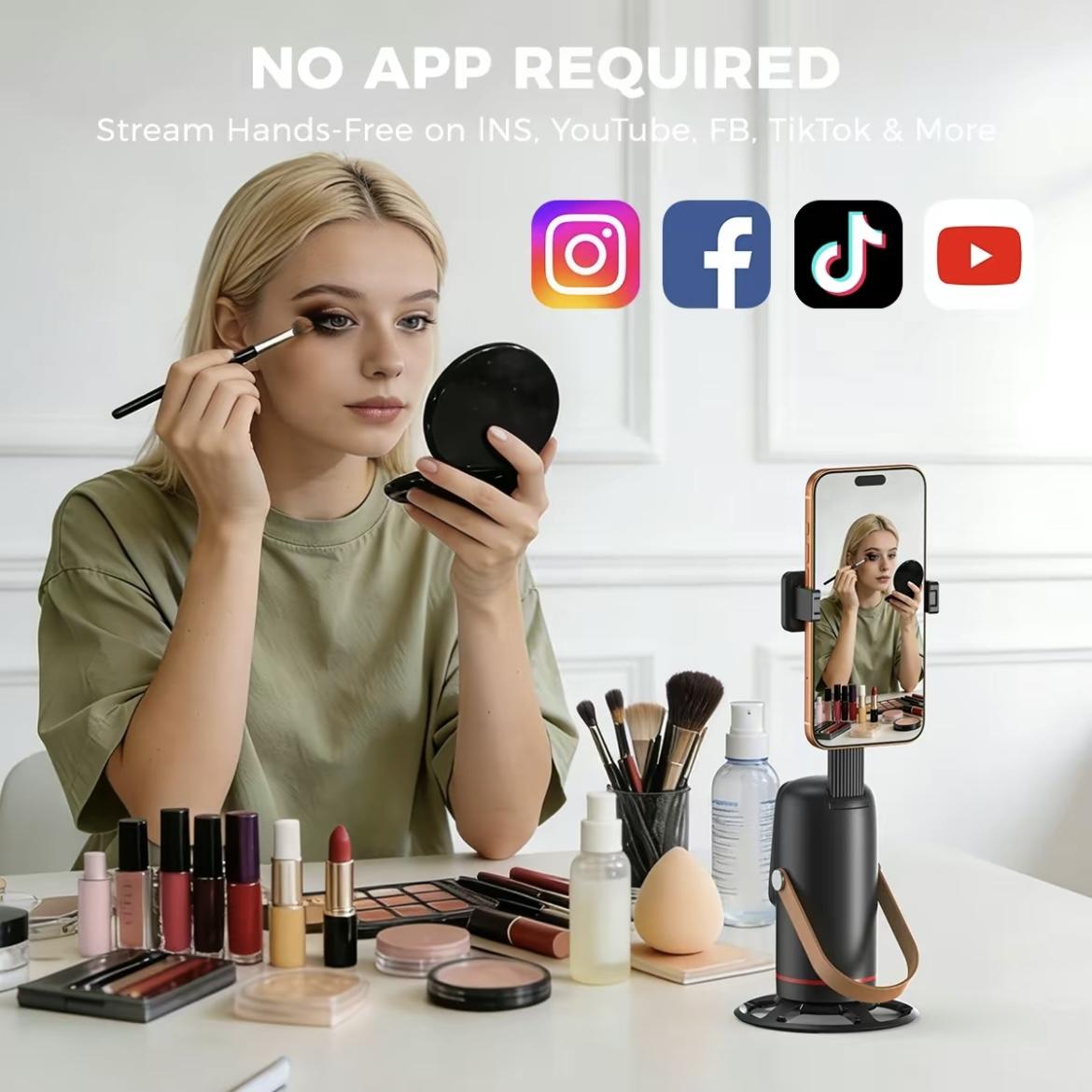 Automatic face-tracking tripod with gesture control, 360° rotation; phone camera mount for body/face shots; smart tracking holder for live vlogging and video streaming; selfie accessories; 360 rotating phone stand Automatic face-tracking tripod with gesture control, 360° rotation; phone camera mount for body/face shots; smart tracking holder for live vlogging and video streaming; selfie accessories; 360 rotating phone stand