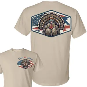 American Turkey Hunting Camo T-Shirt, 4th of July Patriotic Wild Turkey Hunter Shirt, USA Flag Turkey Season, Gobbler Tee, Camo Shirt 4th Of July Gift