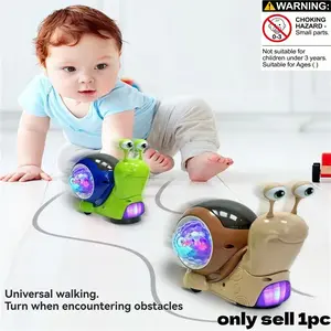 Interactive Snail Robot Toy for Kids, Music & Light Projection, Unisex Electric Toy, Birthday Gift, Requires Aa Batteries (not Included), Musical Light Up, Learning, Obstacle Avoidance