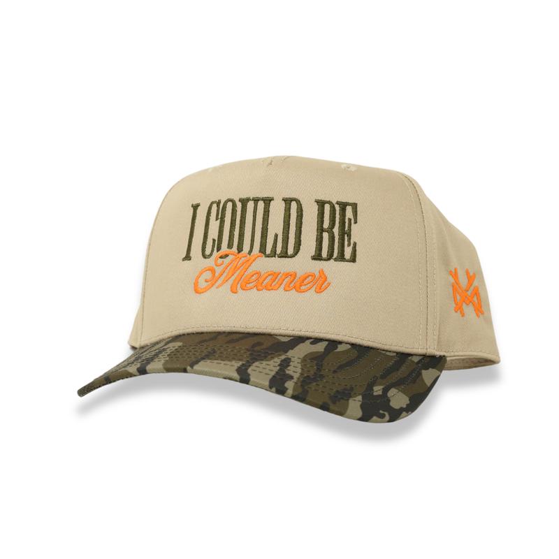 I Could Be Meaner MadHatter's Embroidered Snapback Adjustable (Up To A Size 8 Head) Premium Trucker Hat