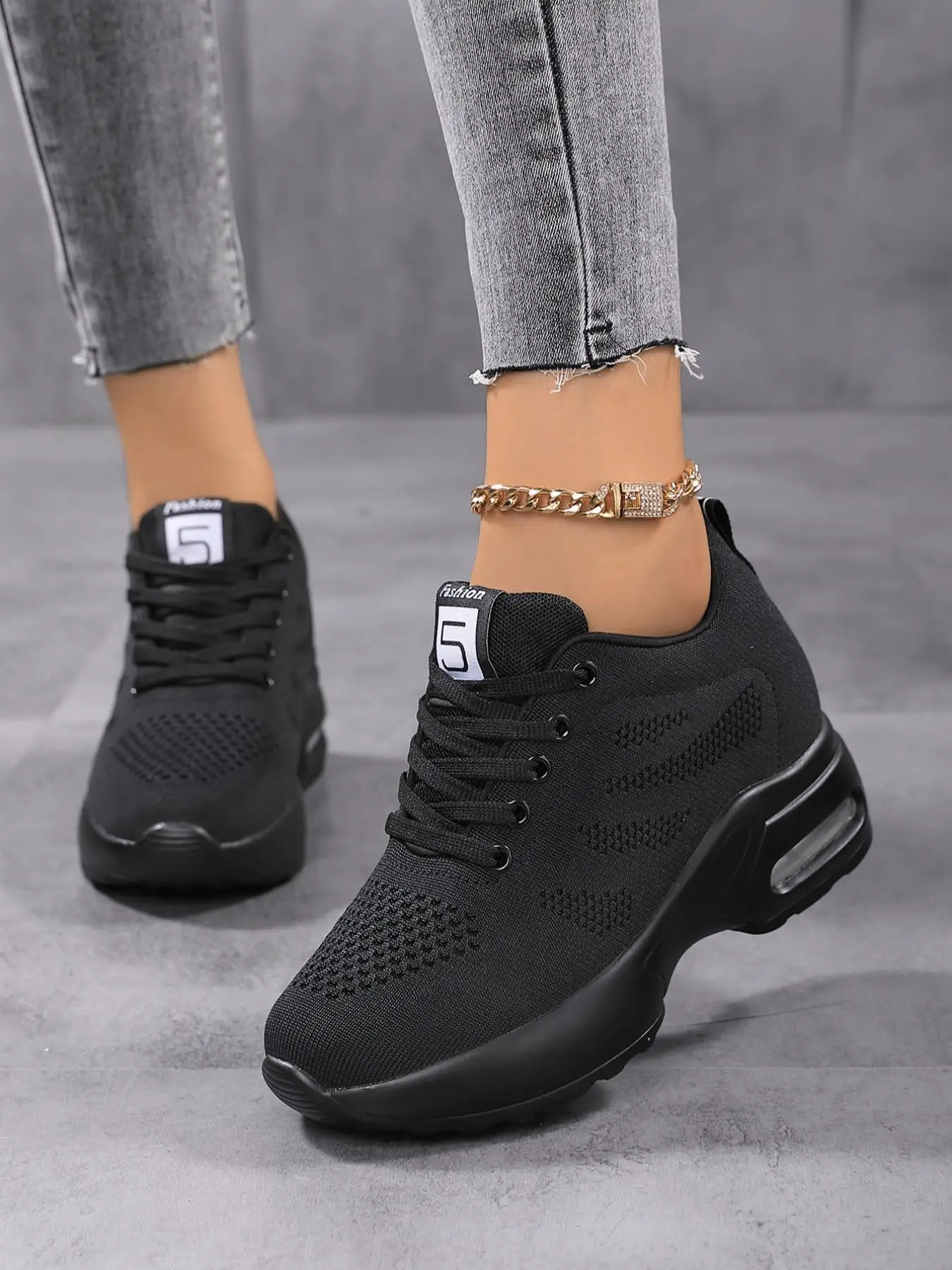 Women's Lace Up Platform Air Cushion Sneakers, Summer 2024 Casual Comfortable Round Toe Low Top Sneakers, Girl's Walking Shoes, Closed Footwear, Sneak