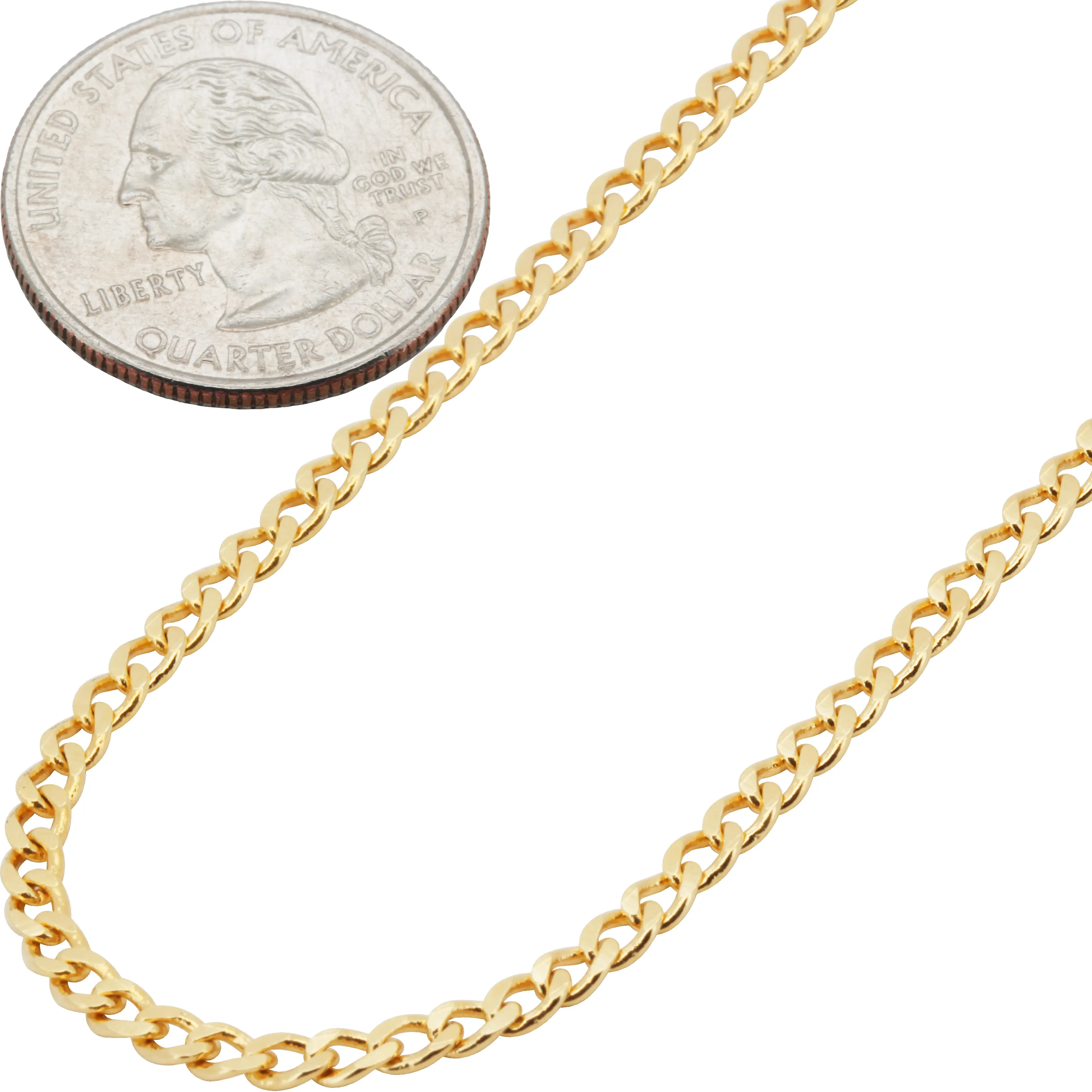 18k Yellow Gold Filled 3.5mm Cuban Link Chain Necklace 24”