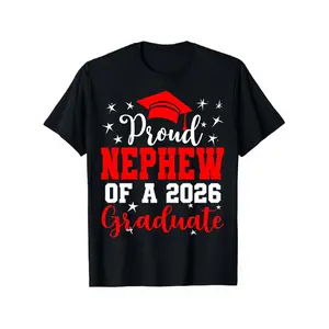 Black T-Shirt for a Proud Nephew Graduating in 2026, Perfect As a Casual Outfit for The Graduation Ceremony. Ideal for Summer And Spring, This Outdoor Tee Is Suitable for All Seasons, Holidays, And Vacations. Made from Skin-Friendly Fabric