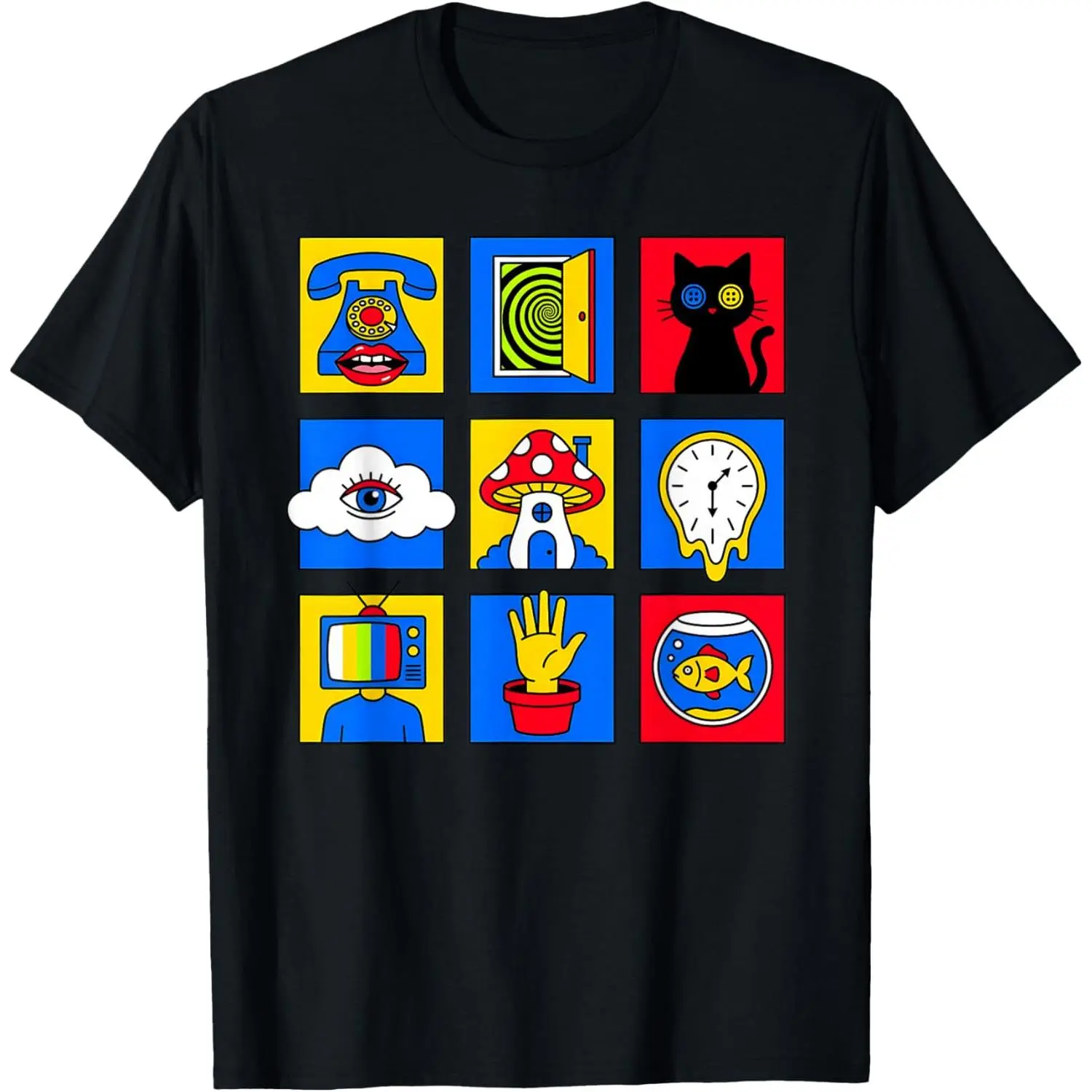 100%cotton Weirdcore Kidcore Pop Art Surreal Icon Grid Aesthetic Gen Z T-Shirt